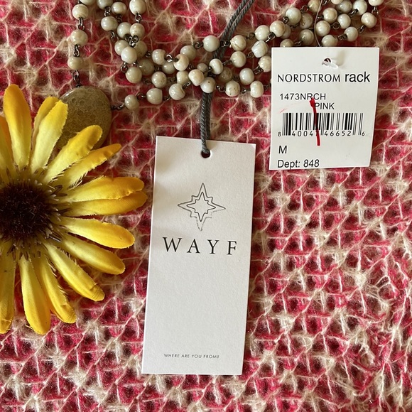 🌺 WAYF; Brand New with Tags! Nordstrom Pink & Cream Striped Weave Sweater Sz. - Picture 4 of 10